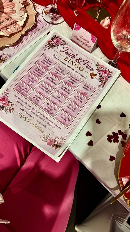 A Faith & Fire card set on a table at a gathering