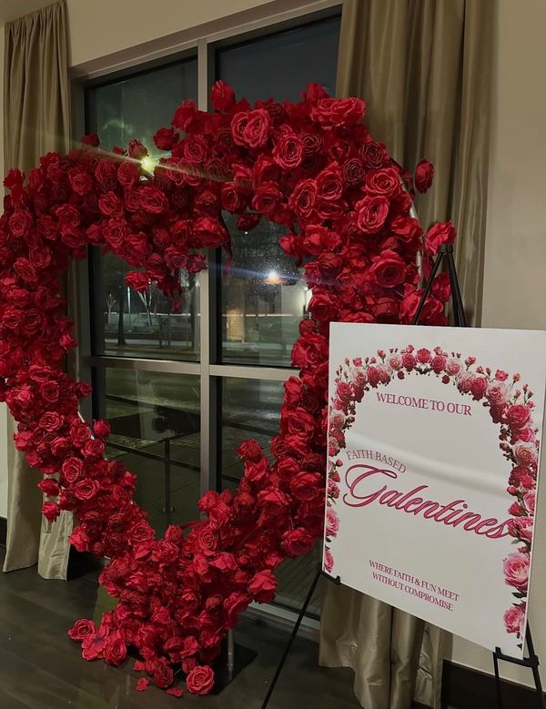 The rose arch at the faith based Galentines